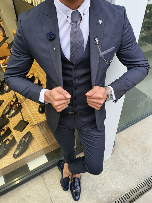 Olympia Navy Blue Slim Fit Suit