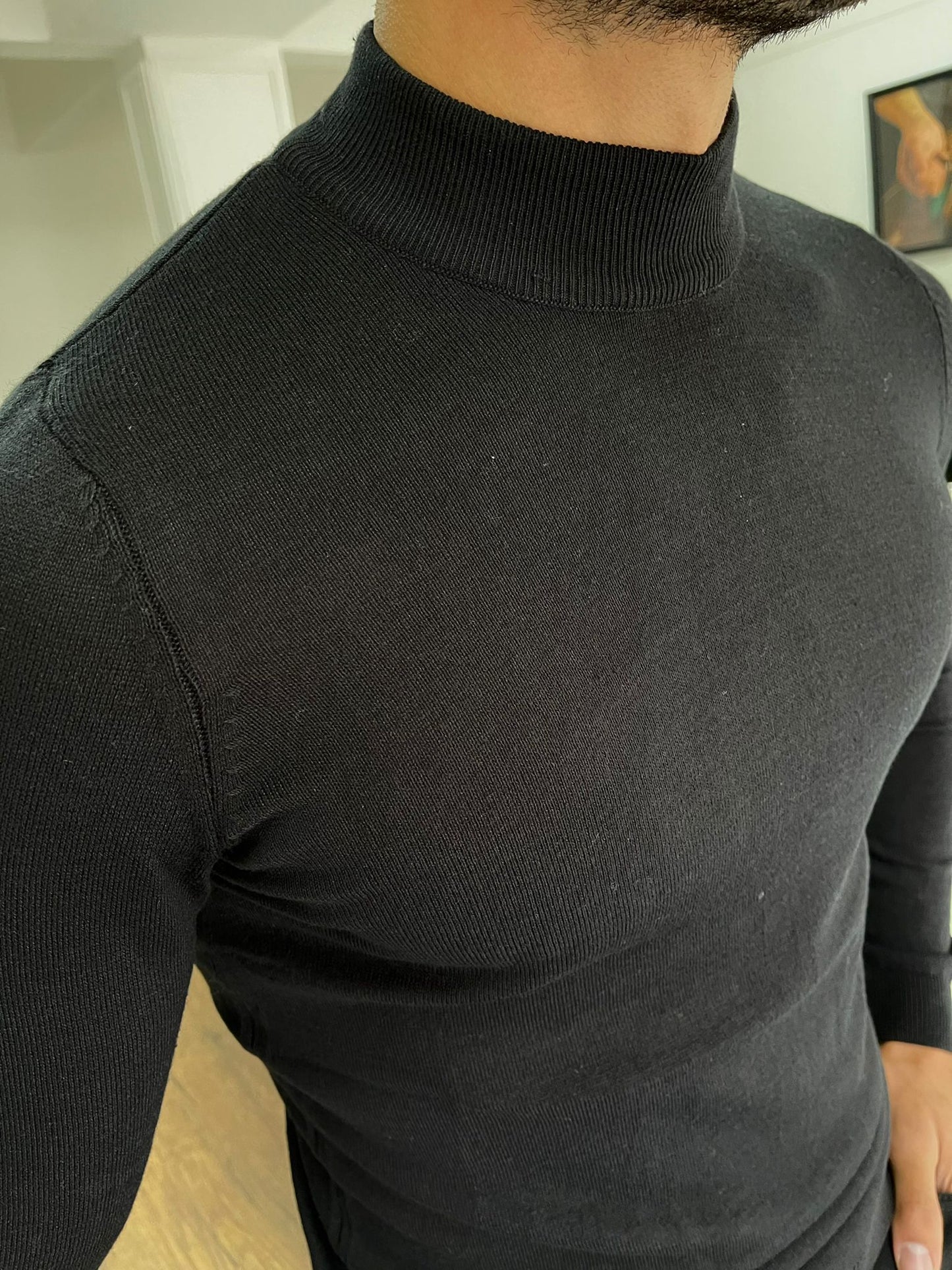 Capel Black Slim Fit Turtleneck Sweater