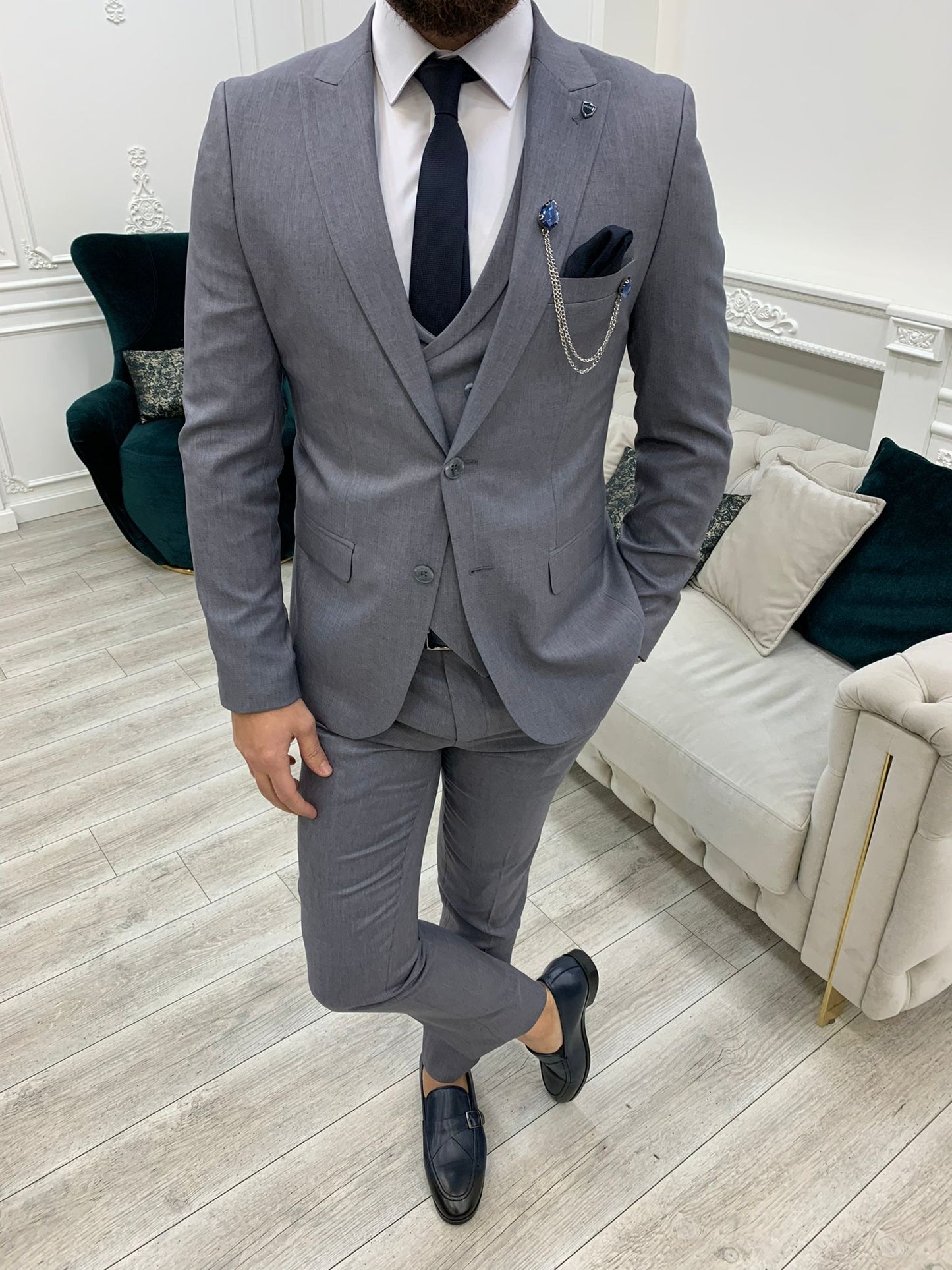 Stefano Gray Slim Fit Suit