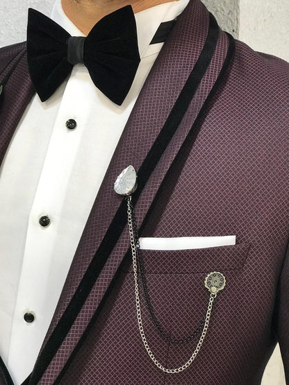 Acacia Claret Red Slim Fit Tuxedo