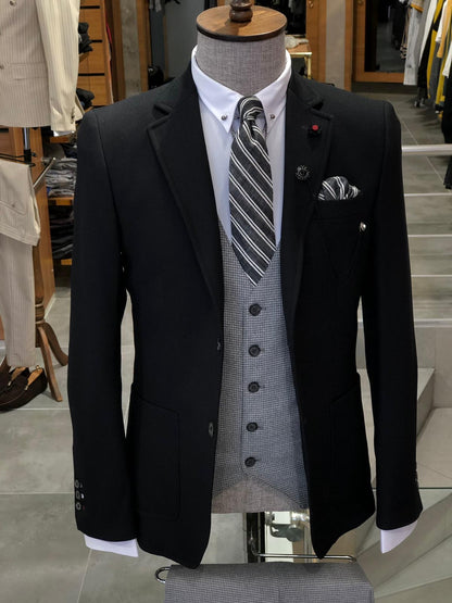Black Slim-Fit Cotton Suit