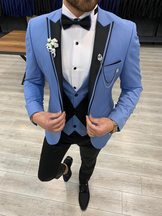 Forenzax Slim Fit Sky Blue Tuxedo