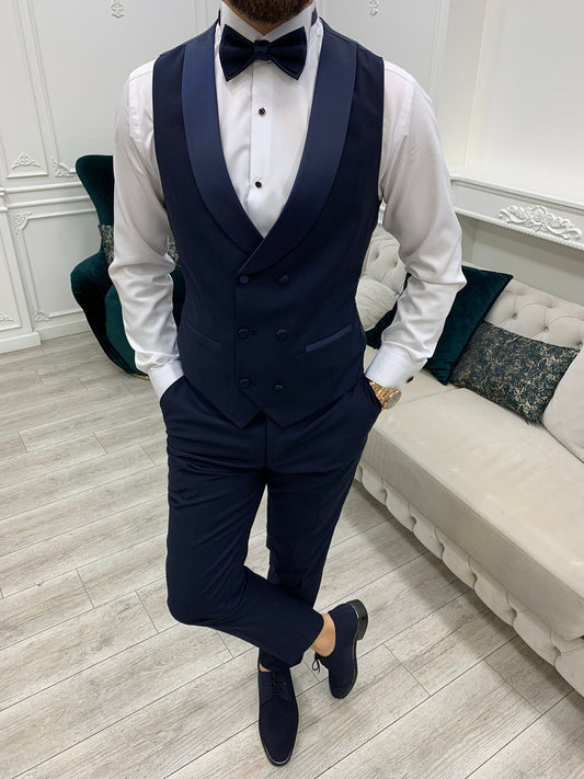Porto Navy Blue Slim Fit Tuxedo for Timeless Elegance