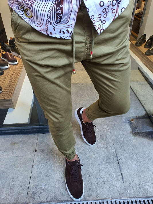 Bern Khaki Slim Fit Laces Jeans