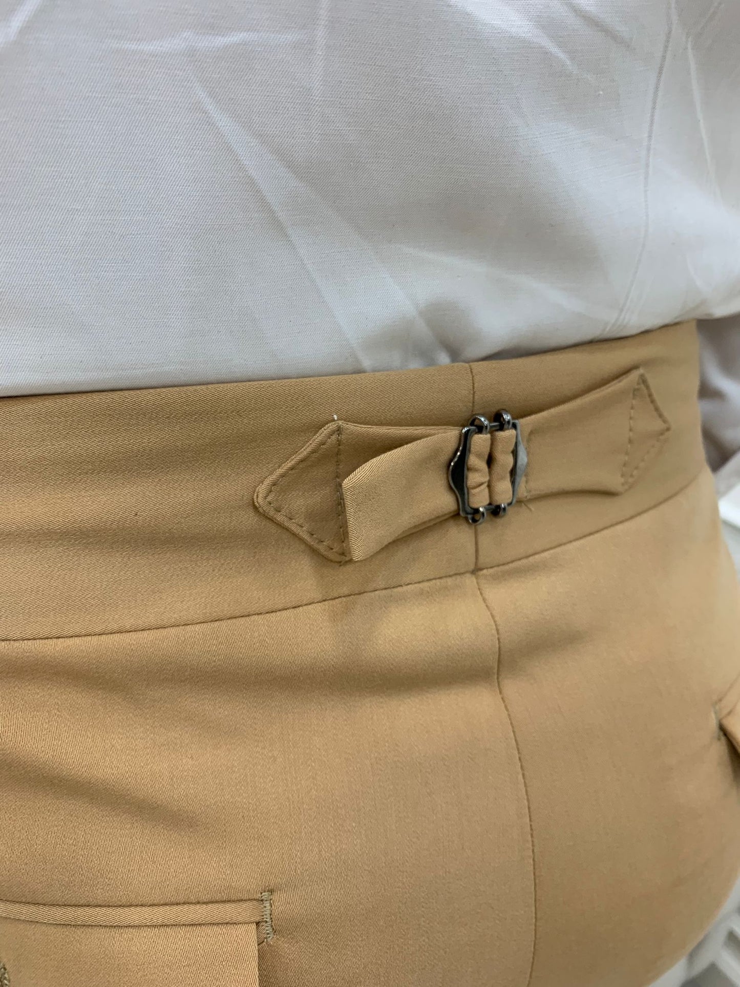 Tan Buckled Canvas Trousers