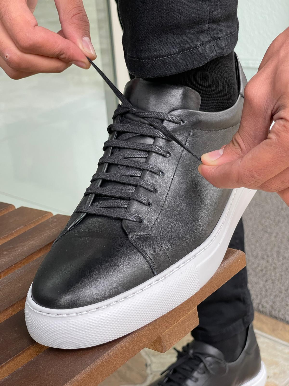 Martin Black Lace-Up Mid-Top Sneakers
