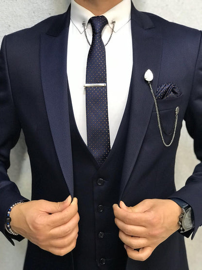 Bernard Navy Shine Slim Suit