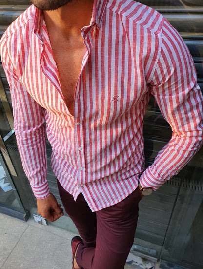 Stefano Claret Red Striped Shirt
