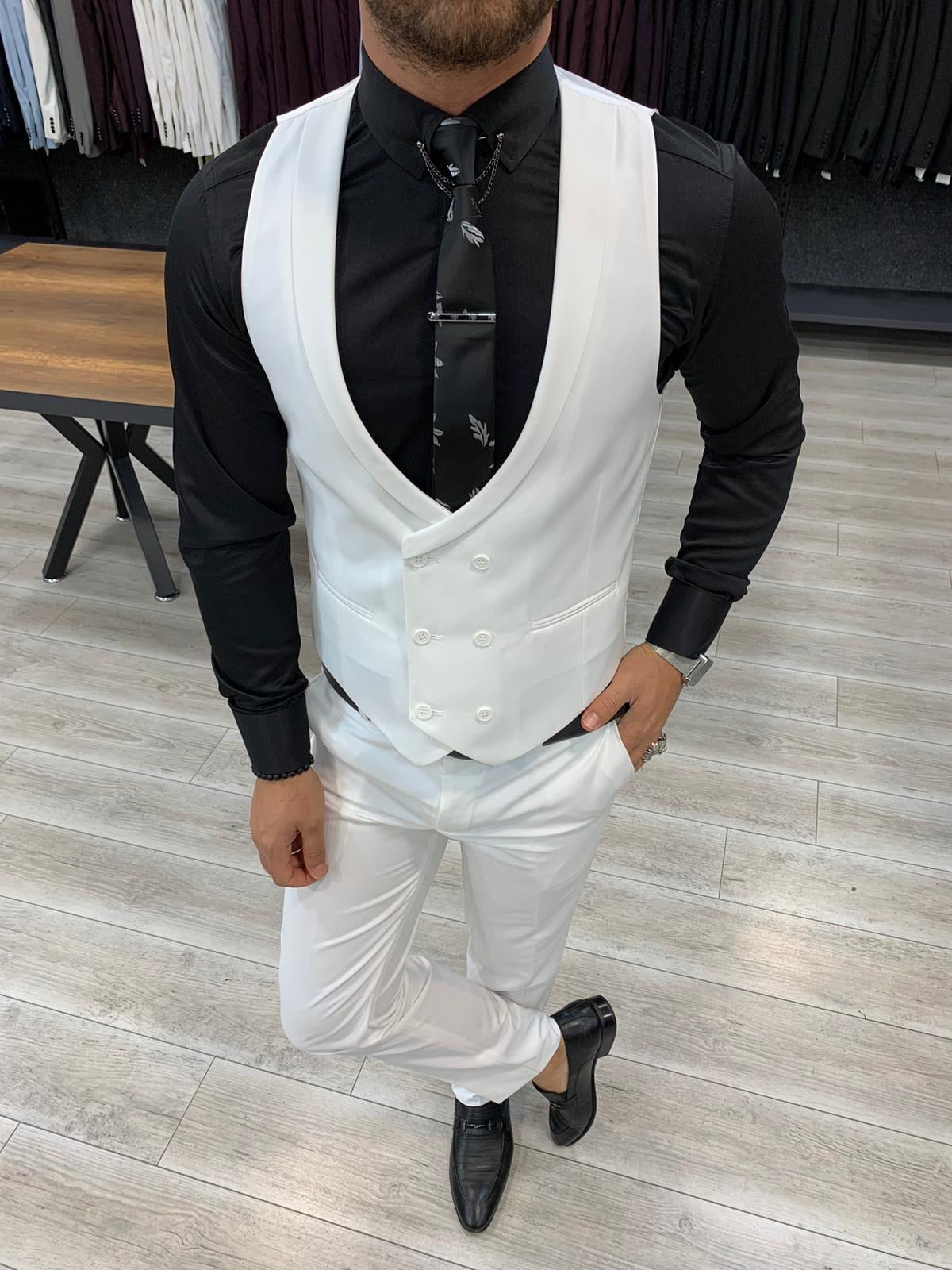 Eros White Slim Fit Wool Suit