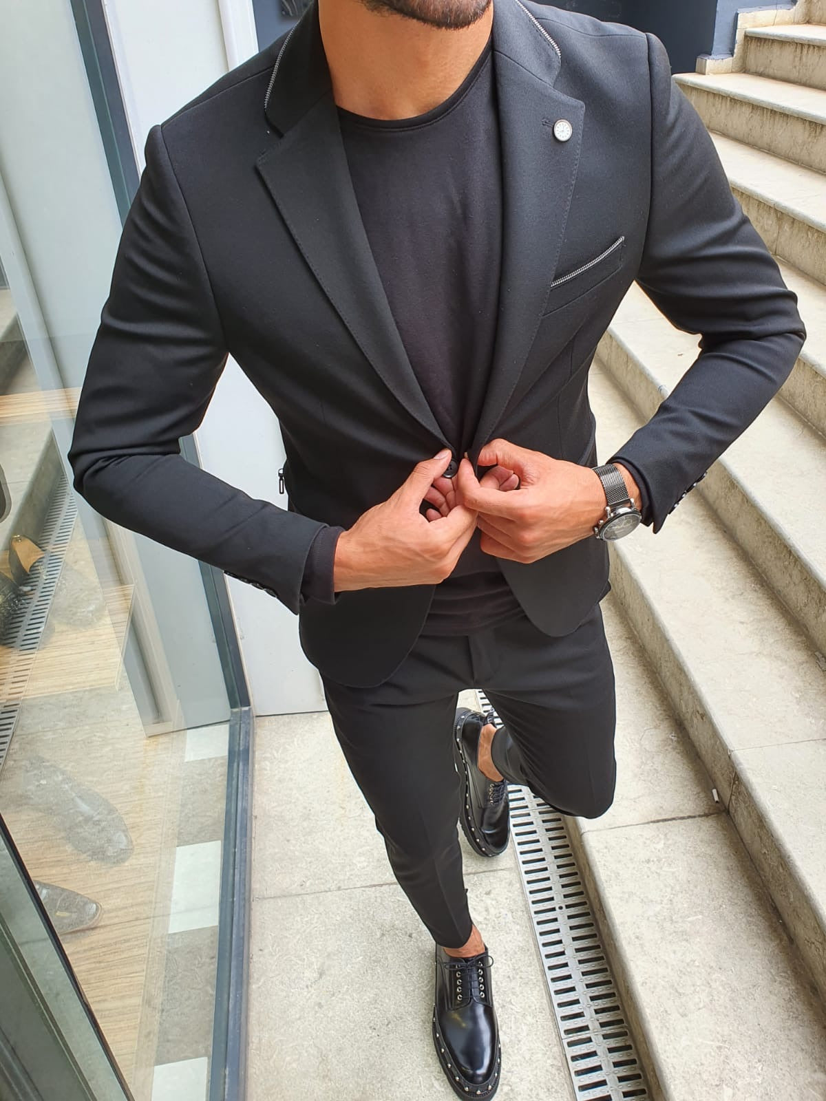 Mobile Black Slim Fit Suit – BRABION