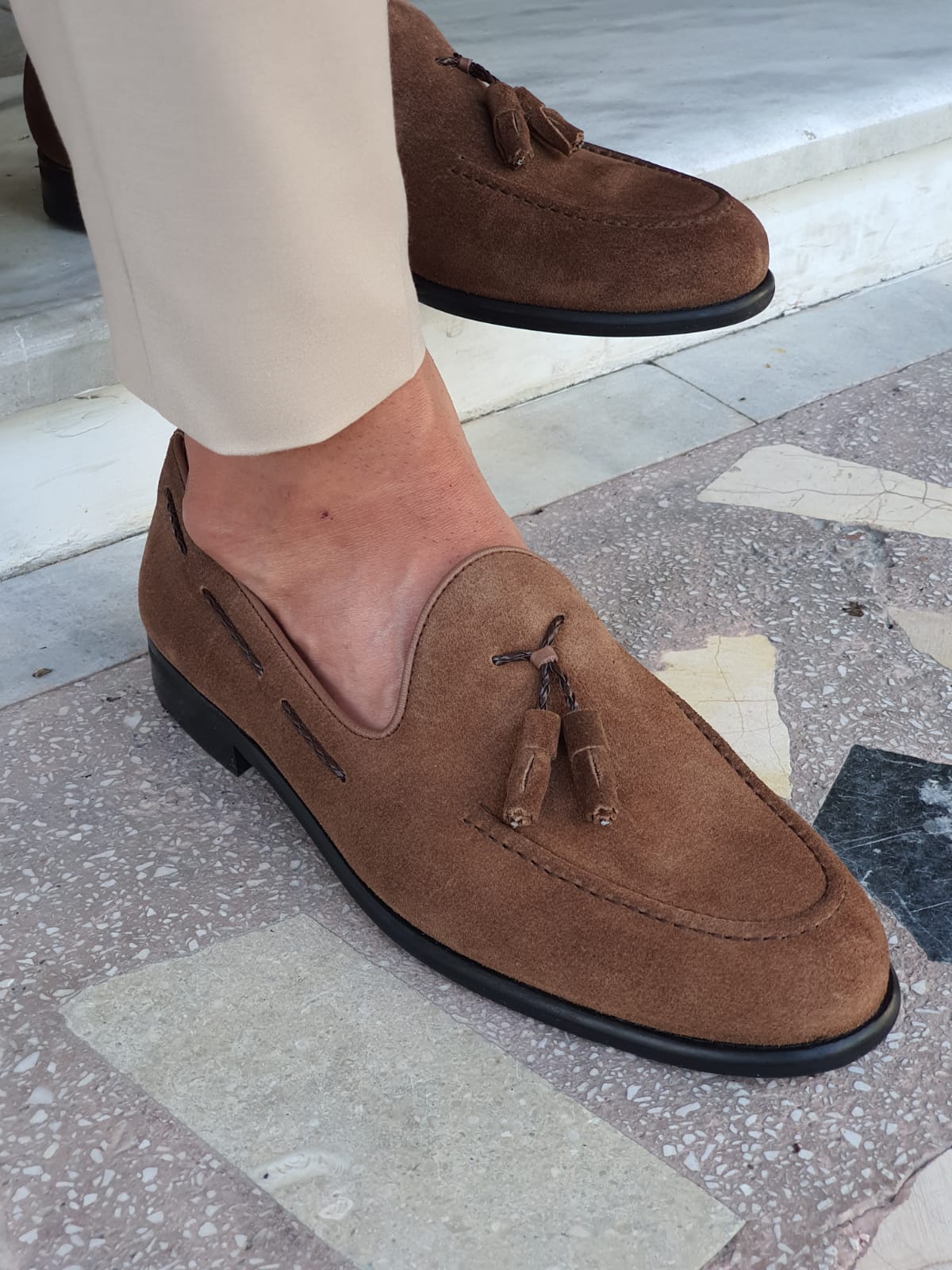 Cole Brown Suede Tassel Loafers