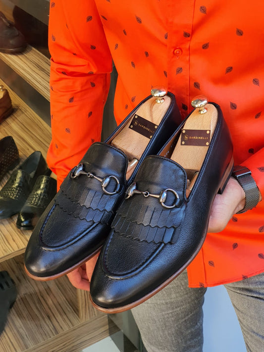 Henderson Black Kilt Bit Loafers