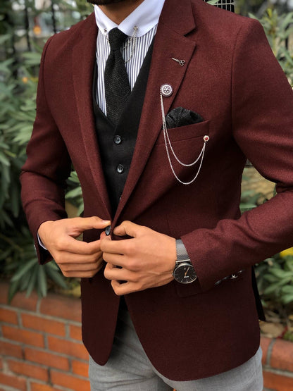 Clark Burgundy Slim Fit Suit