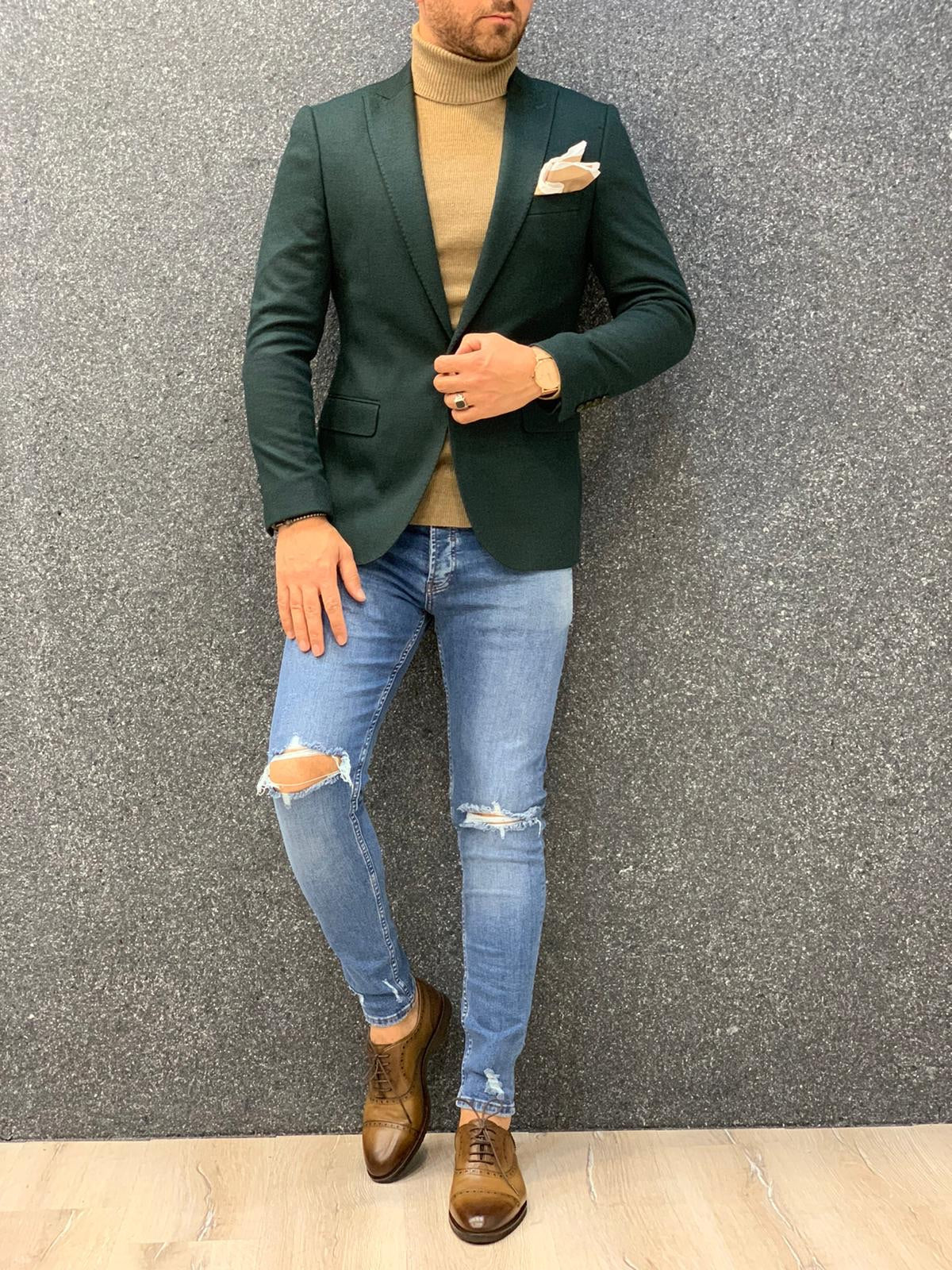 Sabeeqa Green Slim Fit Blazer