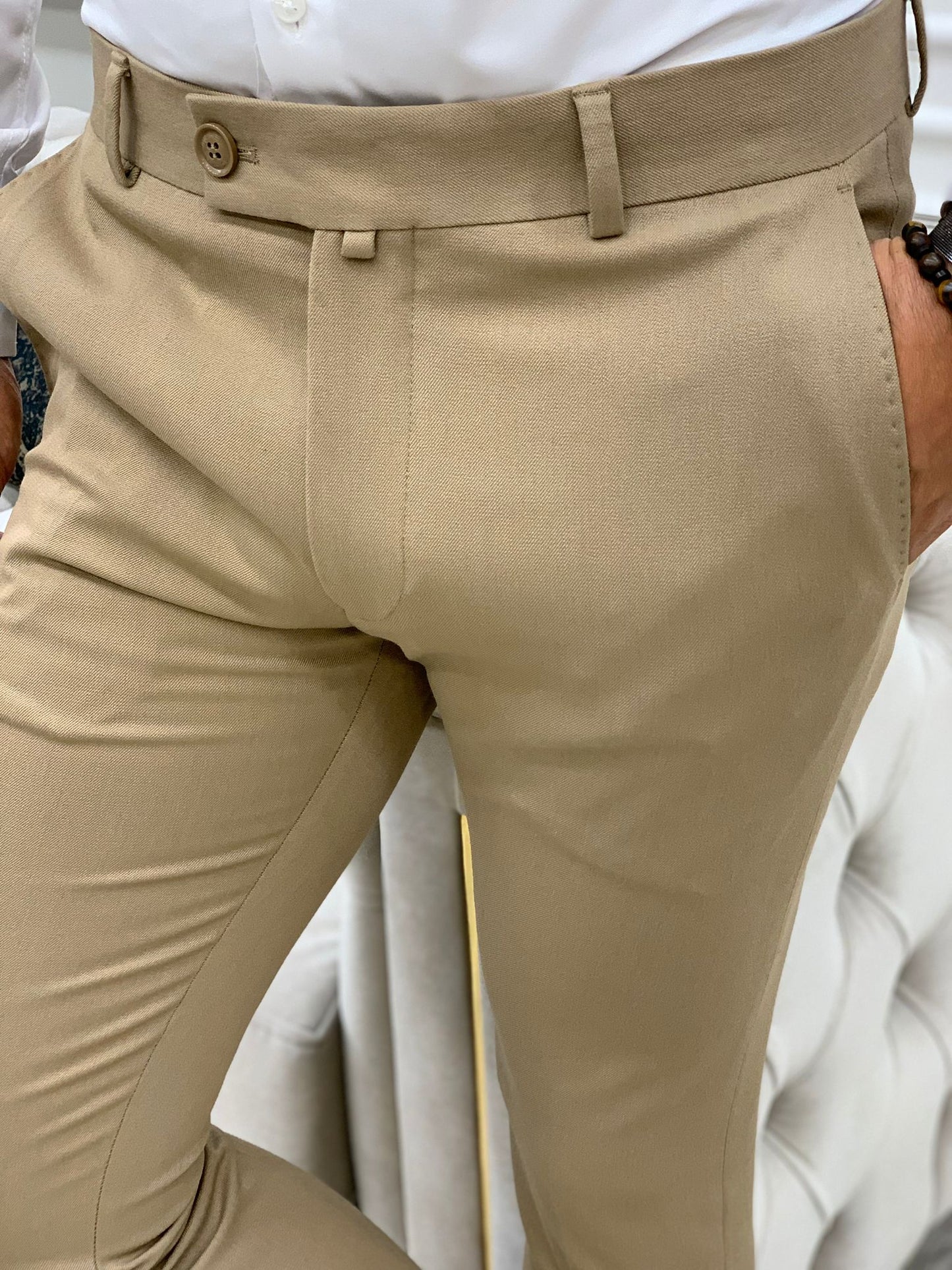 Serra Cream Slim Fit Pants
