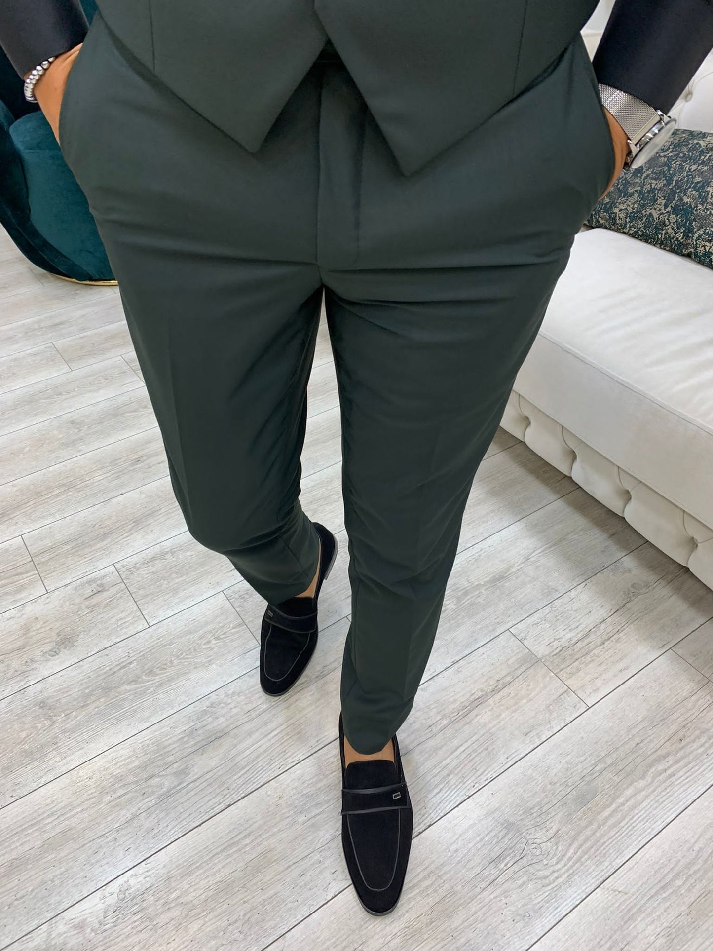 Eros Green Slim Fit Peak Lapel Suit