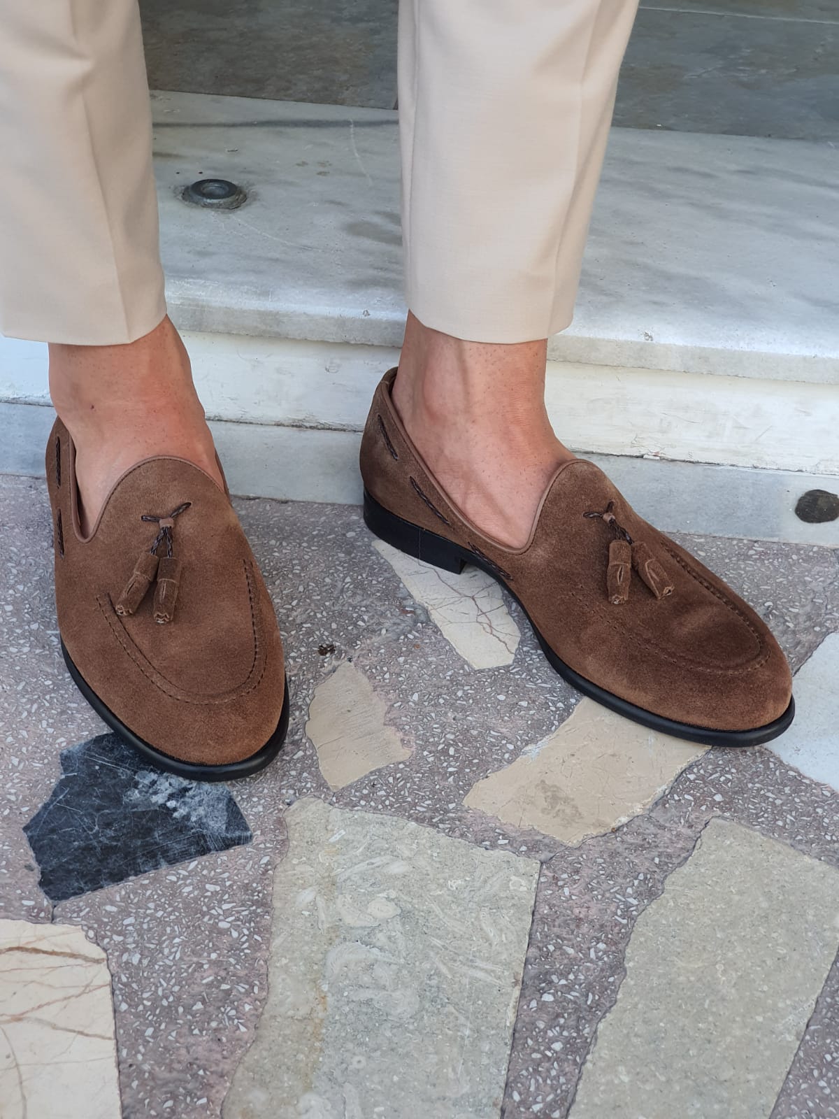 Mens suede sale loafers with tassels