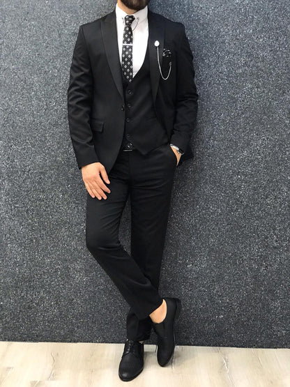 Bernard Black Grid Slim Suit