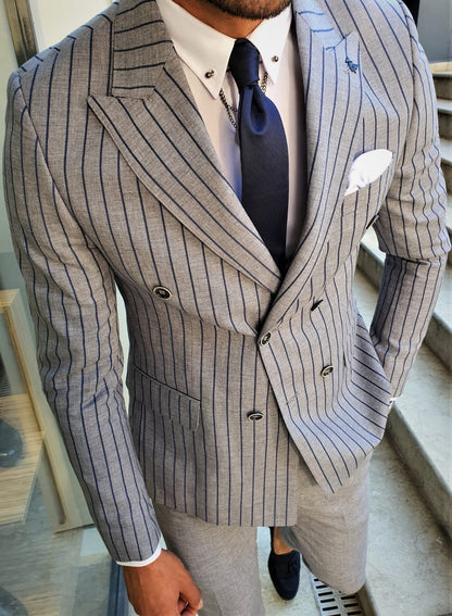 Richard Gray Striped Double Breasted Suit