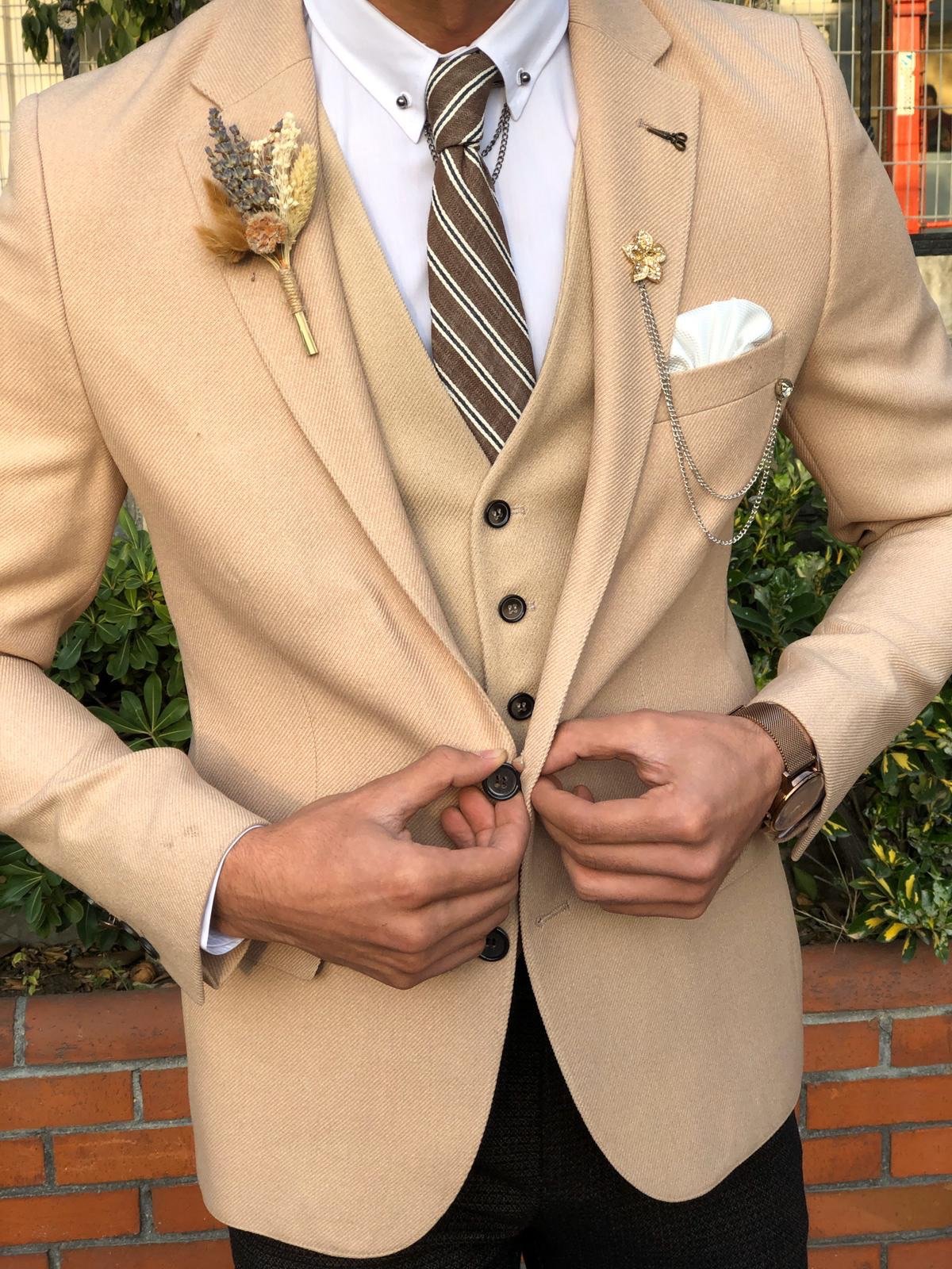 Cream hot sale suit vest