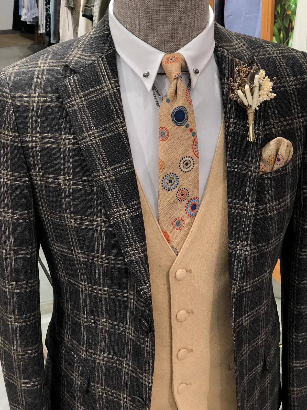 Daniel Black Plaid Patterned Suit