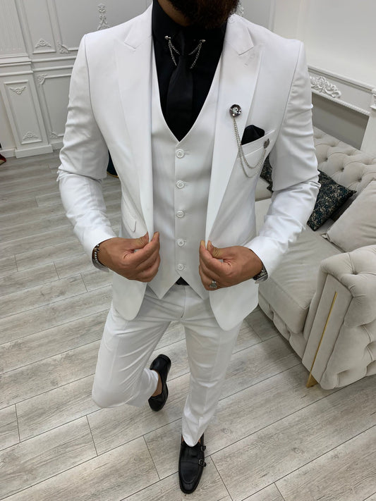 Wilson White Slim Fit Peak Lapel Suit