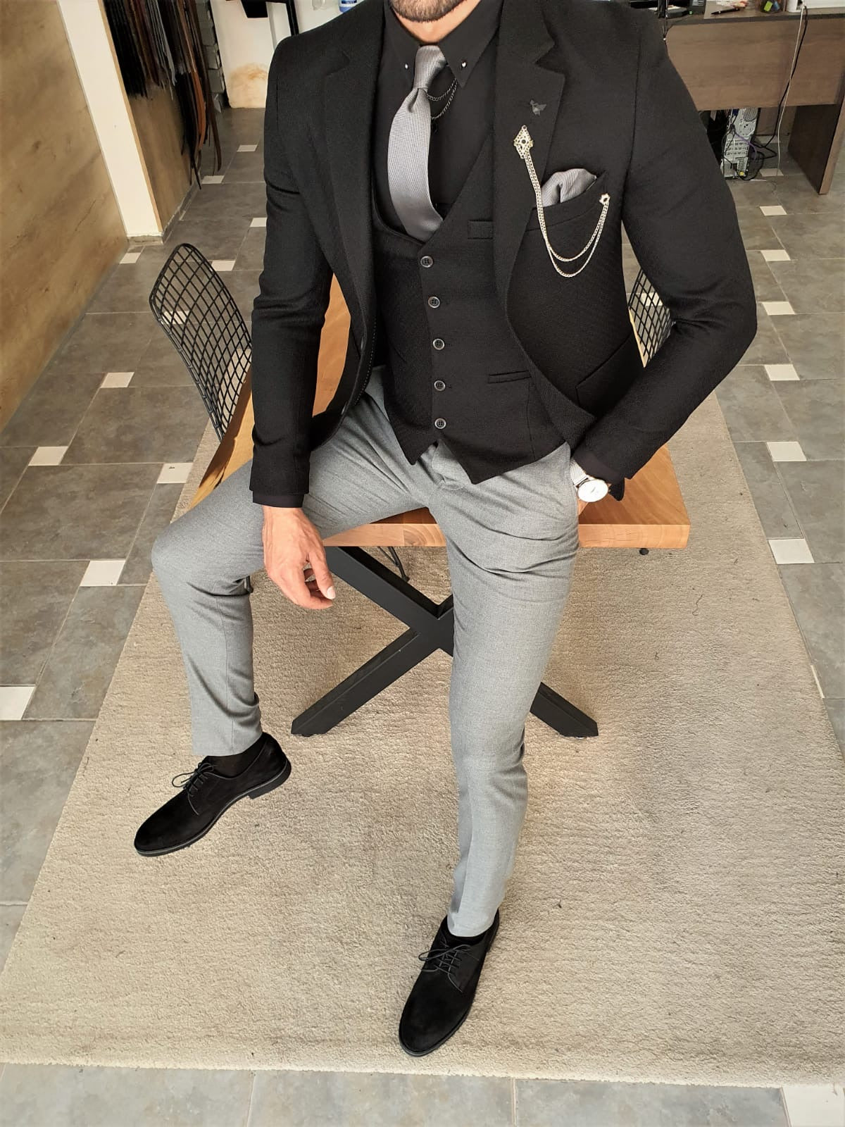 Henderson Jet Black Slim Fit Suit – BRABION