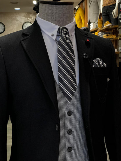 Black Slim-Fit Cotton Suit