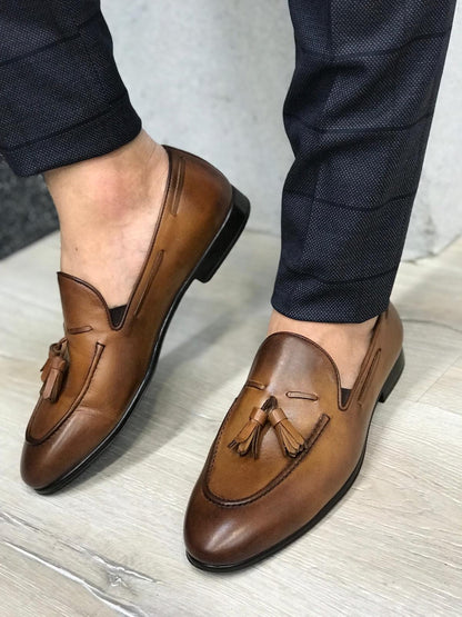 Tassel Leather Brown Loafers
