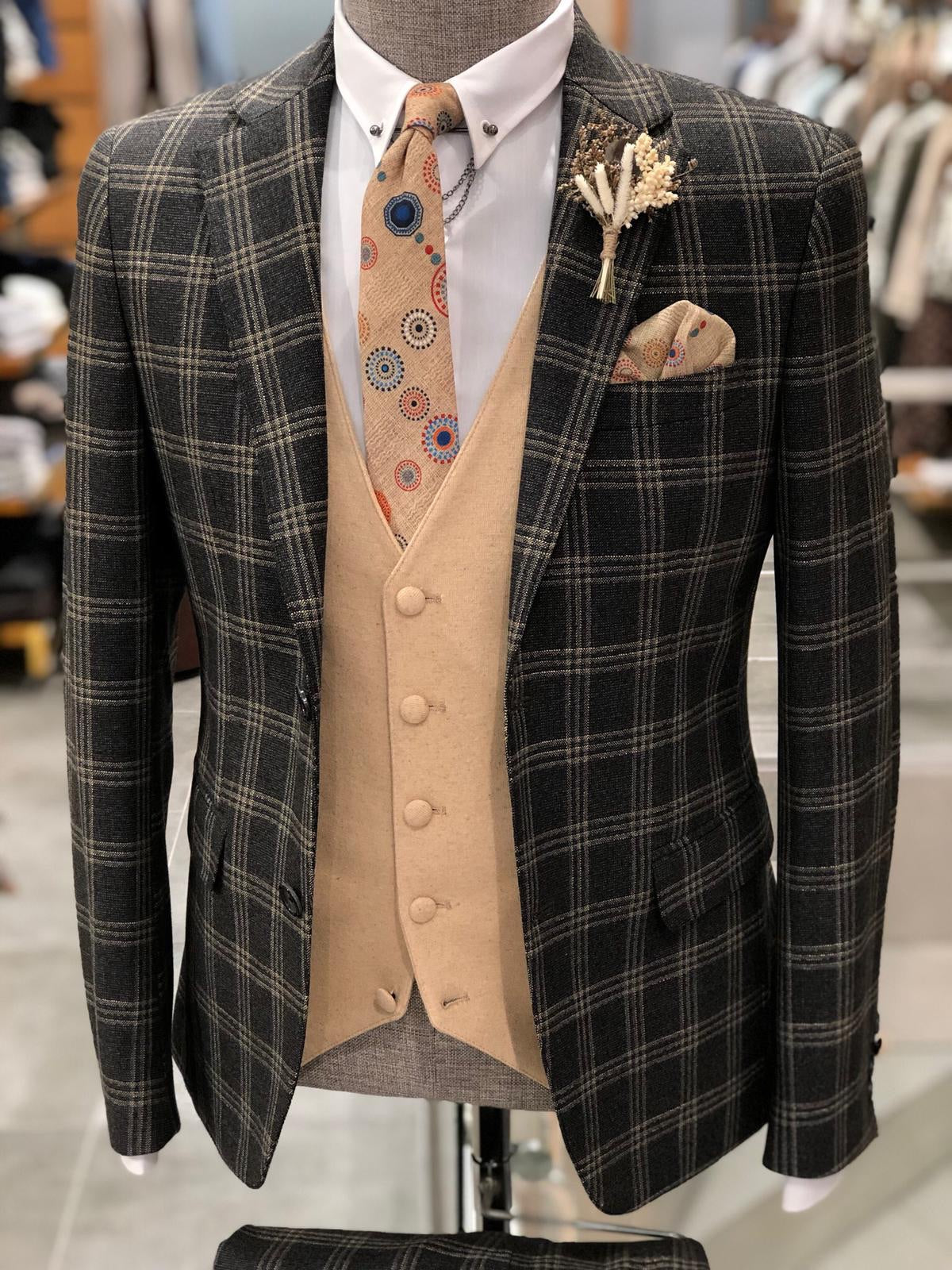 Daniel Black Plaid Patterned Suit