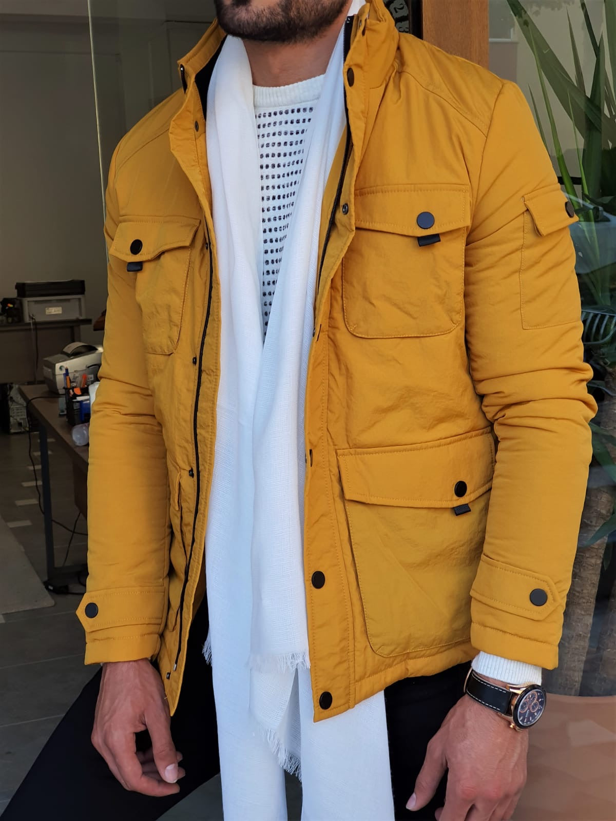 Stefano Yellow Slim Fit Coat