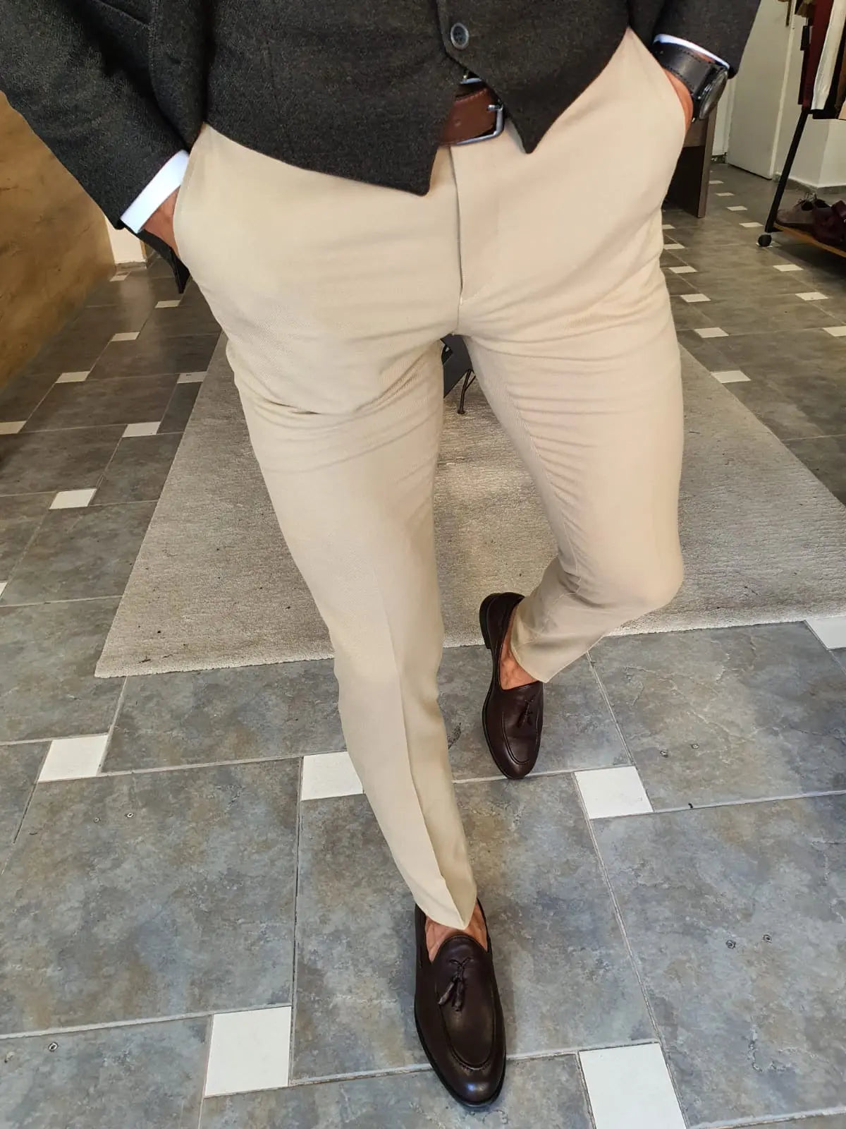 Henderson Beige Slim Fit Pants - Stylish & Comfortable for Every Occasion BRABION Henderson Beige Slim Fit Pants - Stylish & Comfortable for Every Occasion BRABION