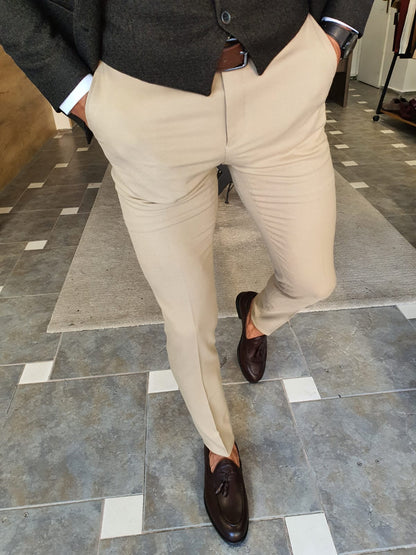 Henderson Beige Slim Fit Pants – BRABION
