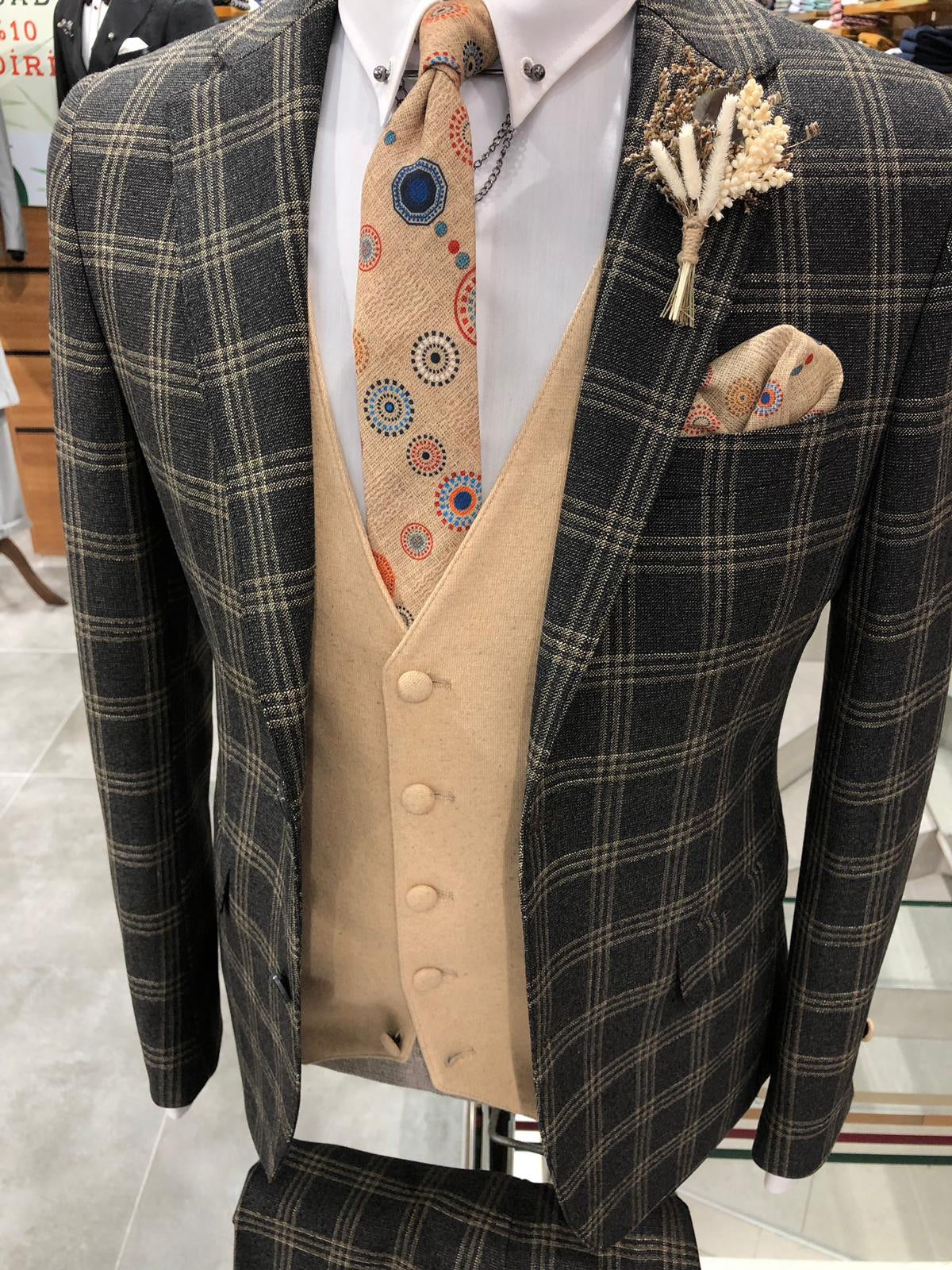 Daniel Black Plaid Patterned Suit