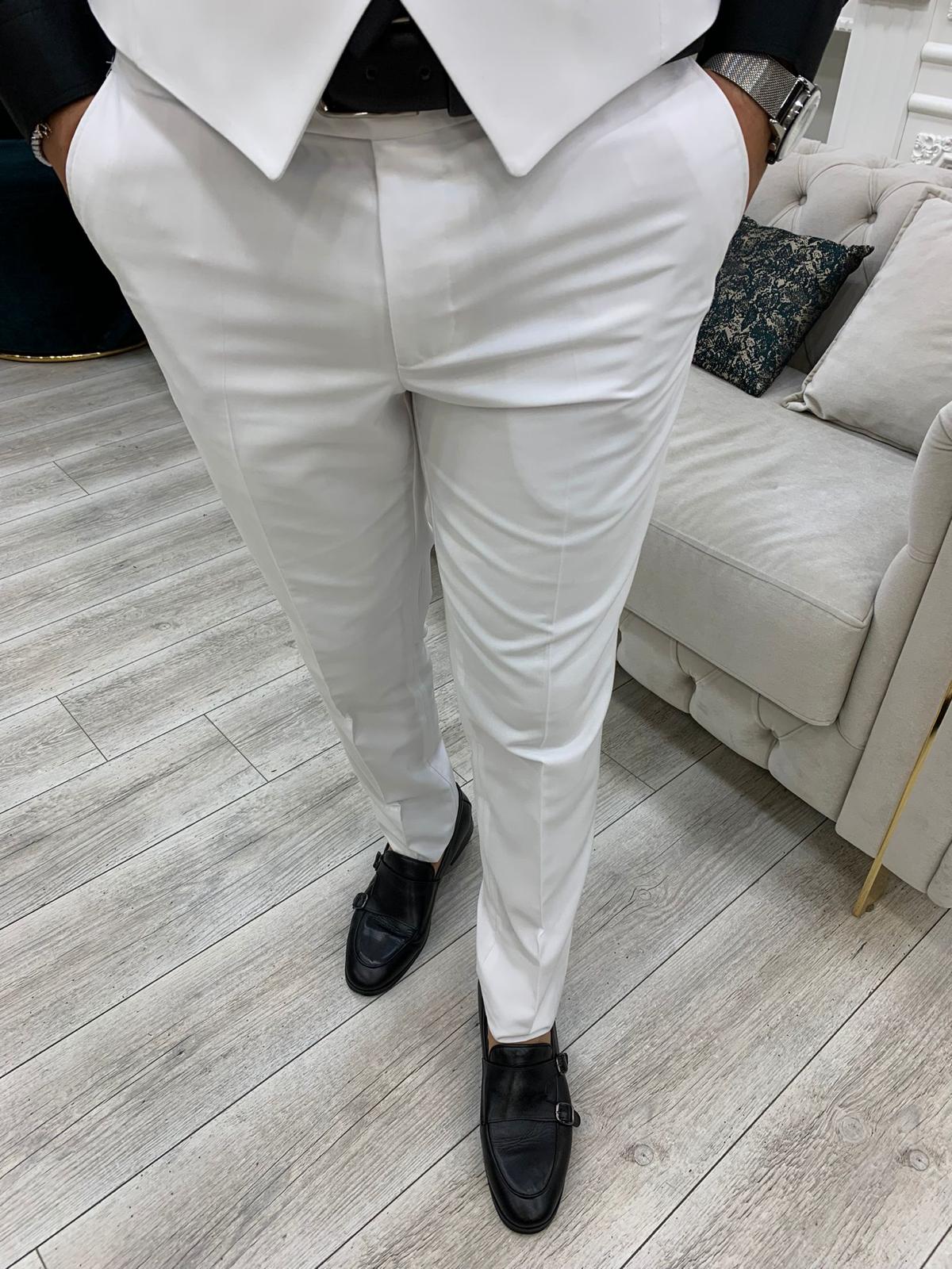 Vince White Slim Fit Peak Lapel Suit
