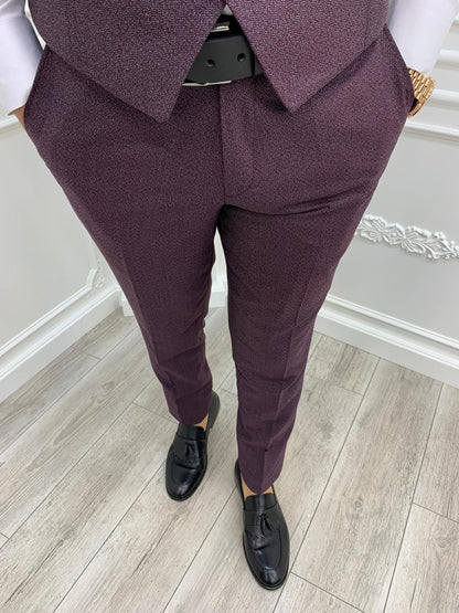 Austin Burgundy Slim Fit Plaid Suit