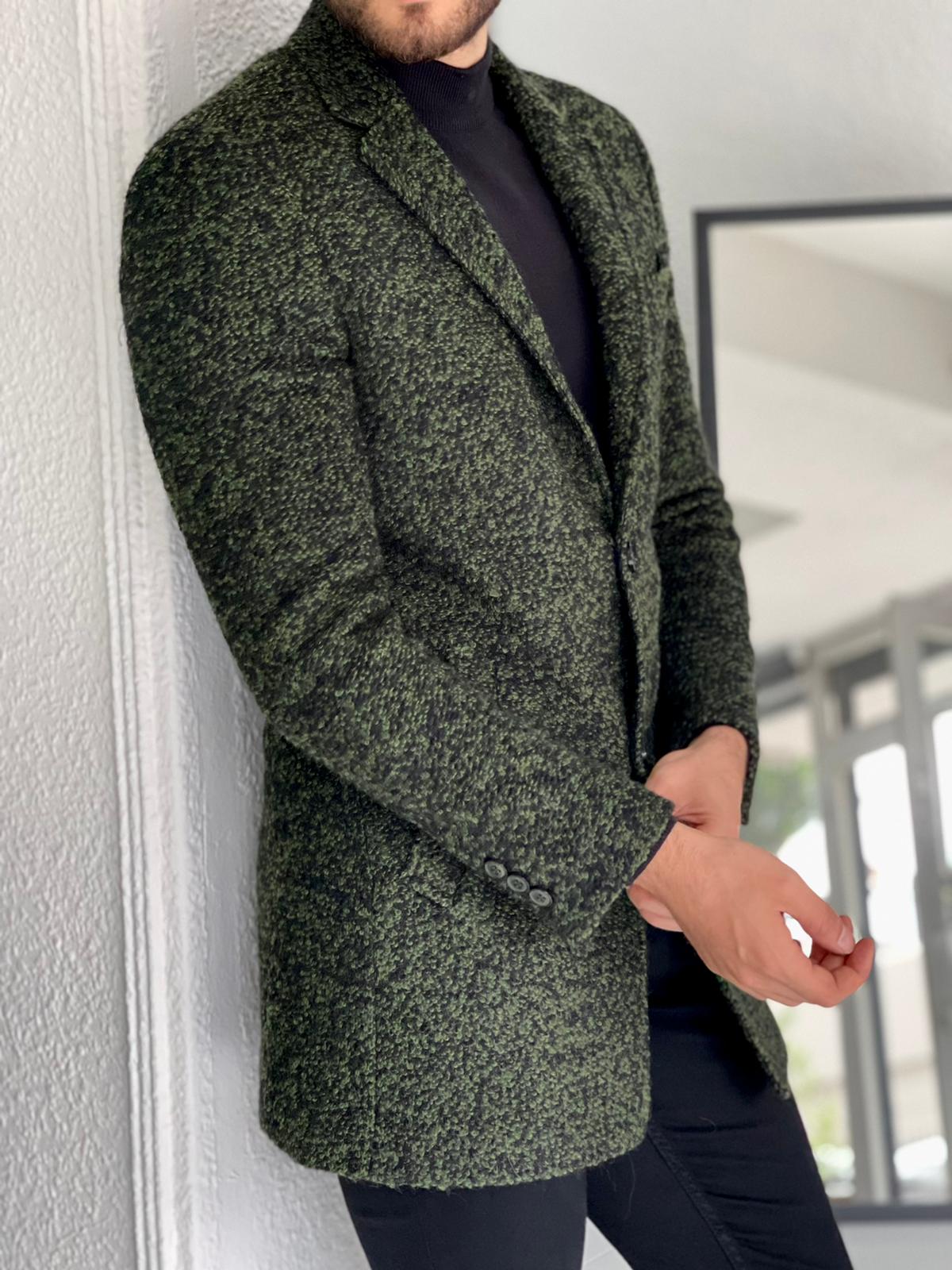 Melbourne Khaki Slim Fit Wool Long Coat