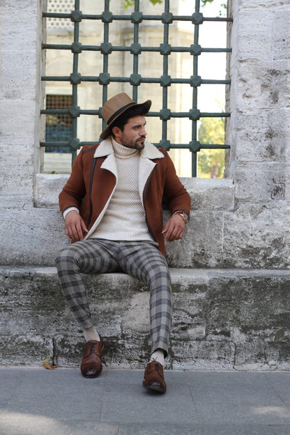 Ignacio Leather Coat With Collar Fur