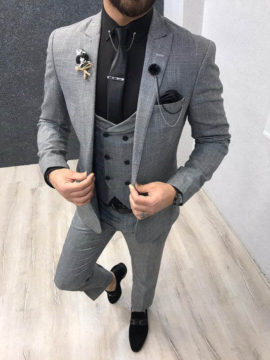 Wanker Gray Slim Fit Wool Suit