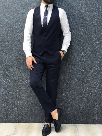 Bernard Navy Shine Slim Suit