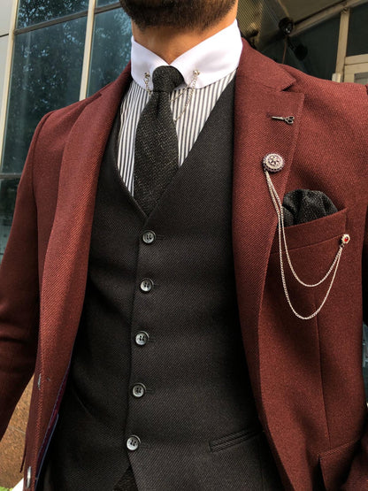 Clark Burgundy Slim Fit Suit