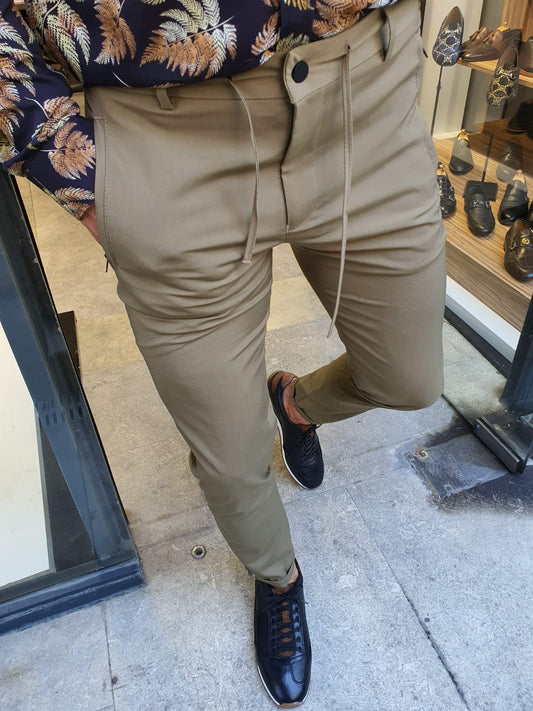 Ogden Khaki Slim Fit Laced Pants