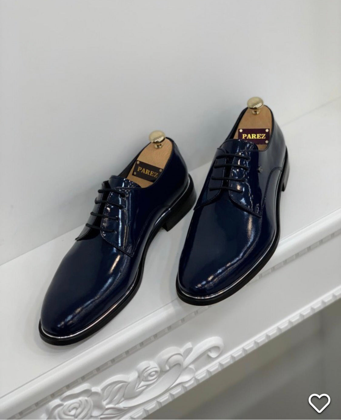 Berton Navy Blue Leather Lace-Up Classic Shoes