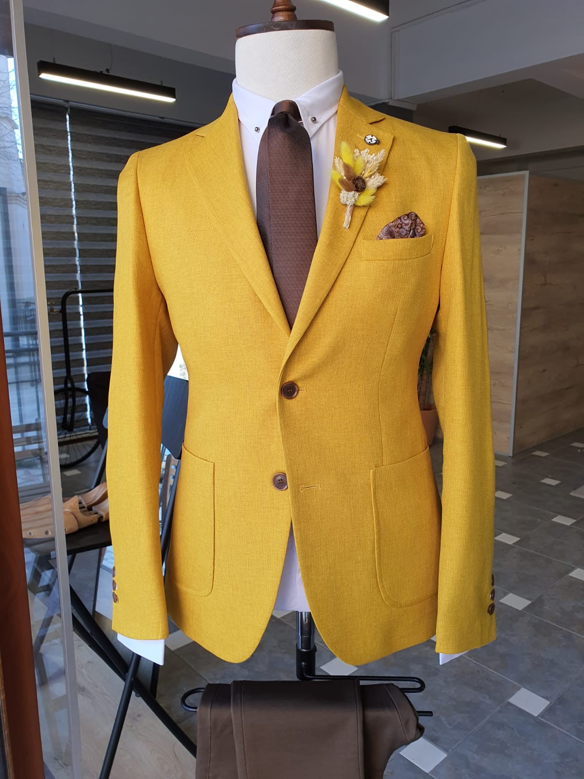 Napoli Yellow Slim Fit Cotton Suit