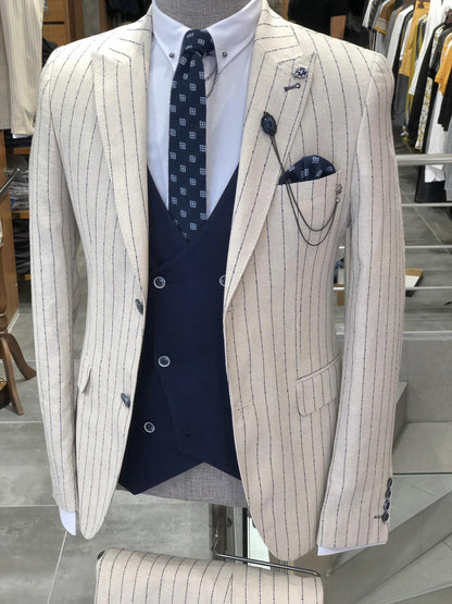 Valencia Ecru Striped Suit