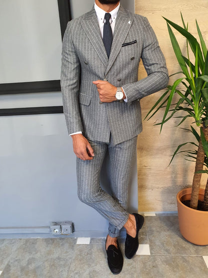 Wellington Gray Pinstripe Double Breasted Suit