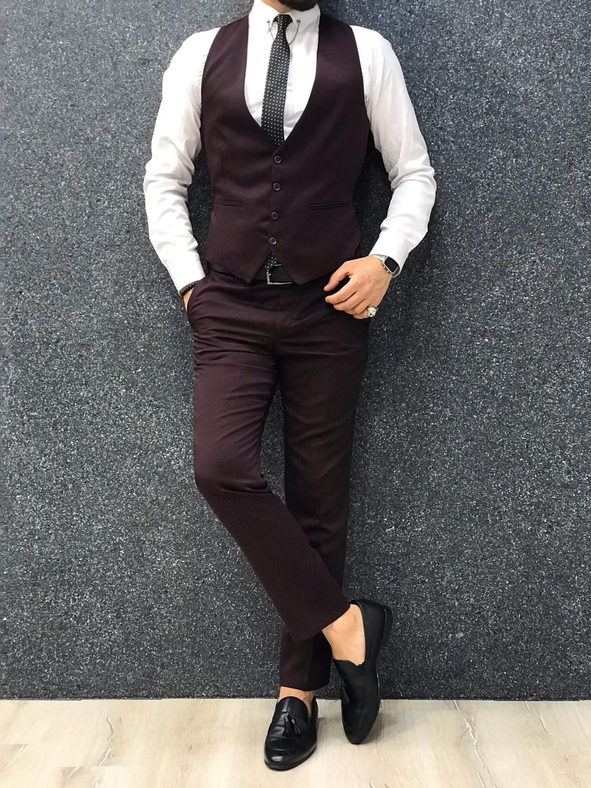 Bernard Claret Red Slim Suit – BRABION