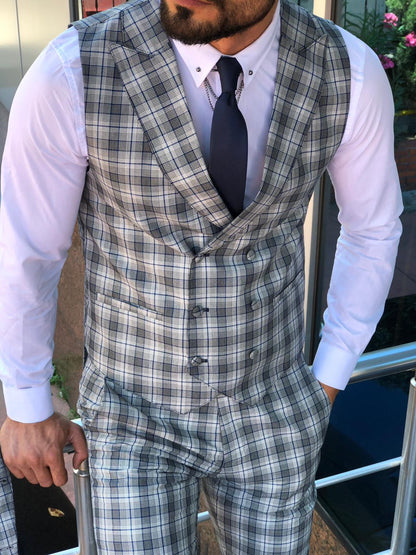 Calvin Gray Plaid Slim-Fit Suit