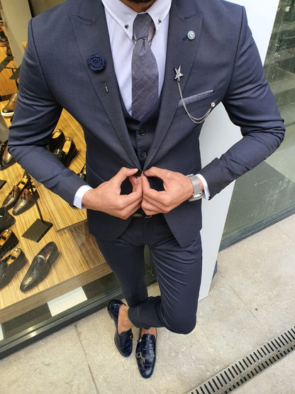 Olympia Navy Blue Slim Fit Suit