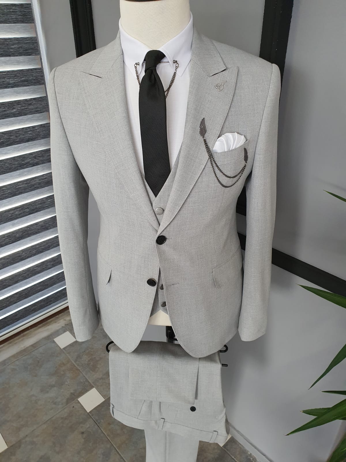 Monterey Gray Slim Fit Cotton Suit
